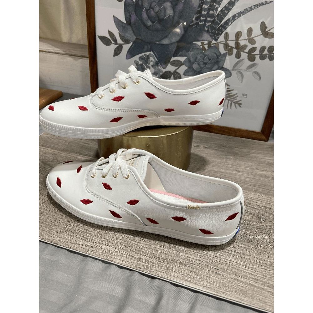 Keds X Kate Spade Women's Champion Embroidered Lips Sneakers - Multi White 7.5M